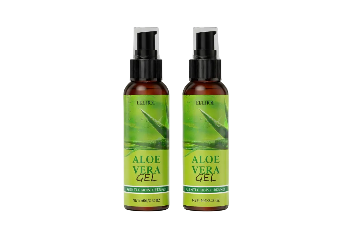 Nahaufnahme von 2 Aloe Vera Flaschen