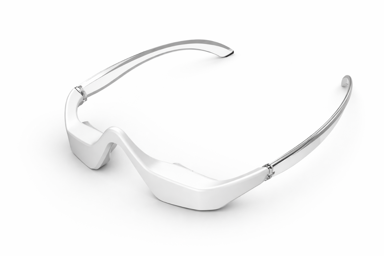 Nahaufnahme von der Augenmassagebrille mit EMS Technologie