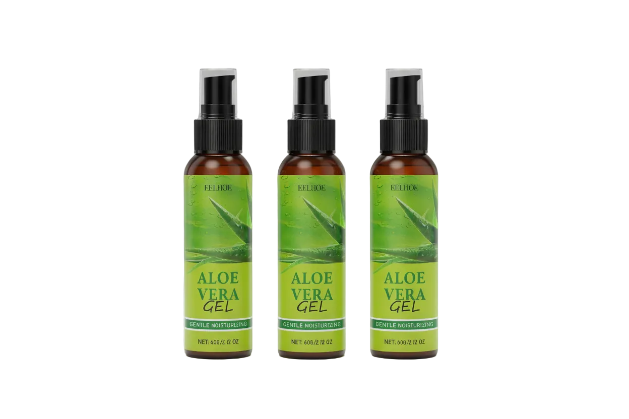 Nahaufnahme von 3 Aloe Vera Flaschen