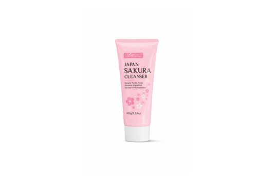 Nahaufnahme einer Tube Sakura Cleanser für das Gesicht. inhalt 100g